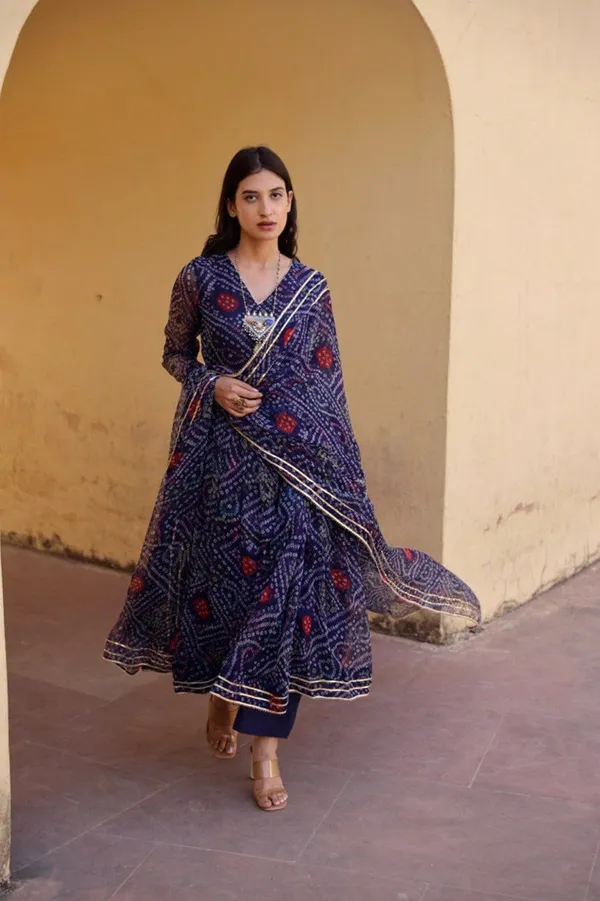 Nevy_blue__bandhani_print__kurta_with_dupatta