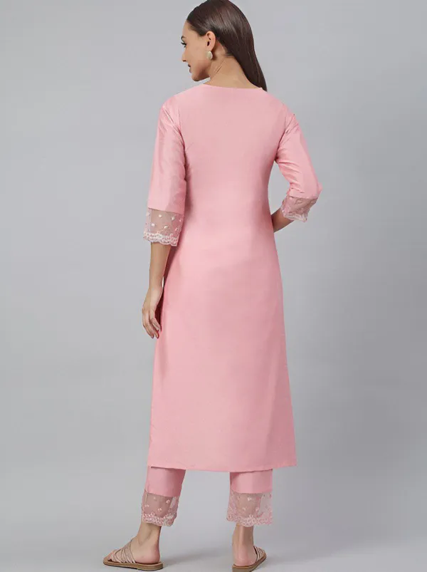 Women_Pink_Roman_silk_kurti_with_trouser
