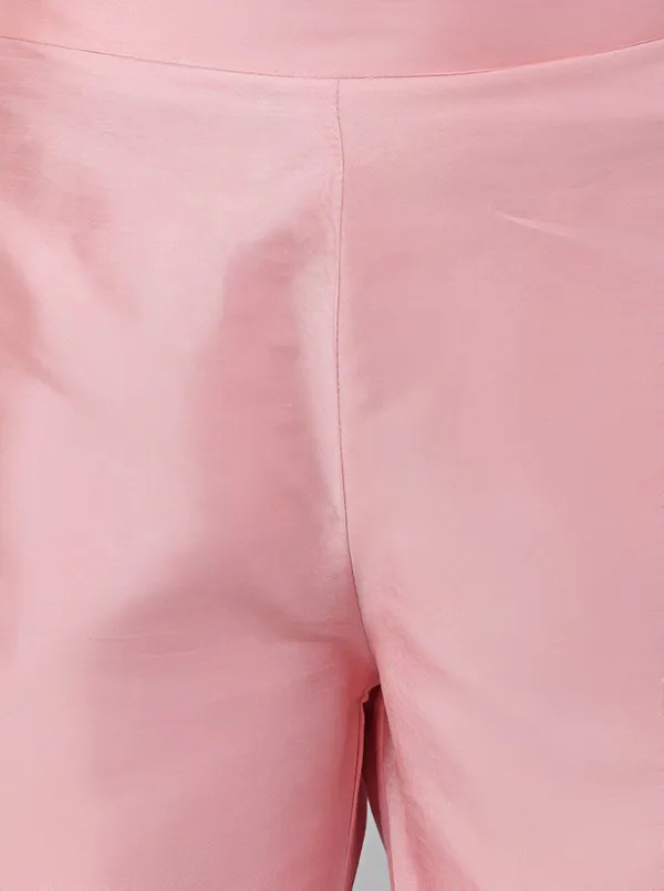 Women_Pink_Roman_silk_kurti_with_trouser