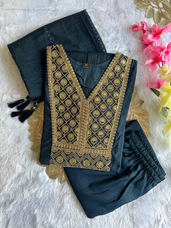 Midnight_Blue_Roman_Silk_Embroidered_Kurta_Set_With_Cotton_Silk_Dupatta_For_Women