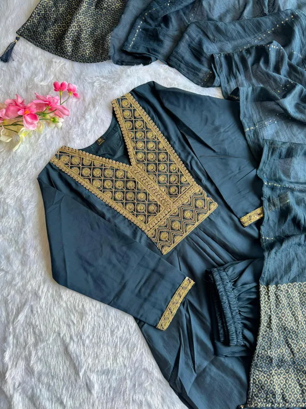 Midnight_Blue_Roman_Silk_Embroidered_Kurta_Set_With_Cotton_Silk_Dupatta_For_Women
