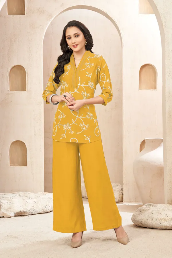 Stylish_V-Neck_Kurta_Set_with_Dori_Embroidery