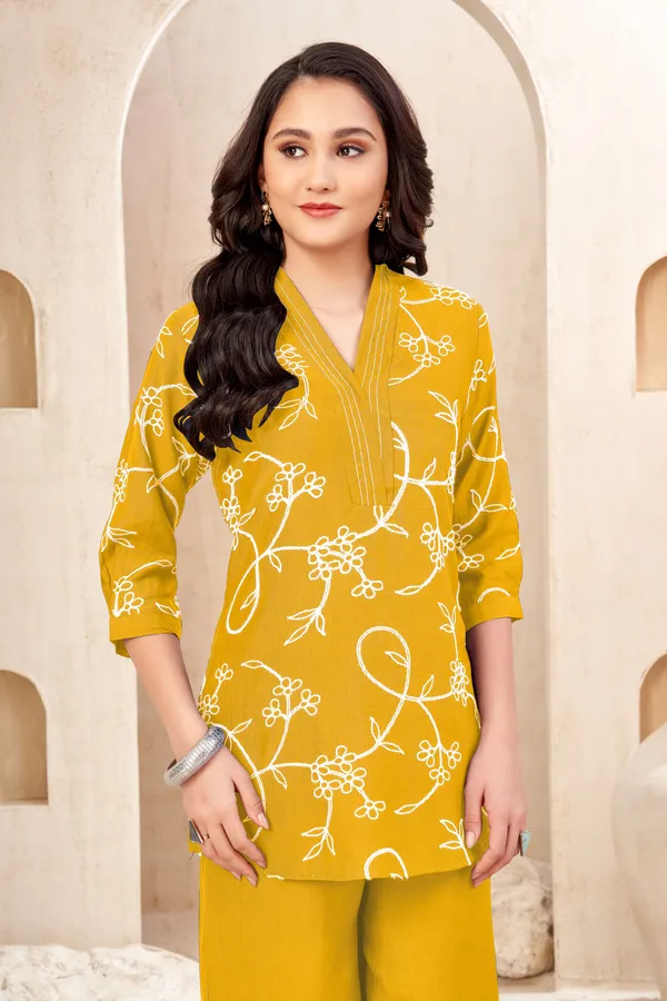 Stylish_V-Neck_Kurta_Set_with_Dori_Embroidery