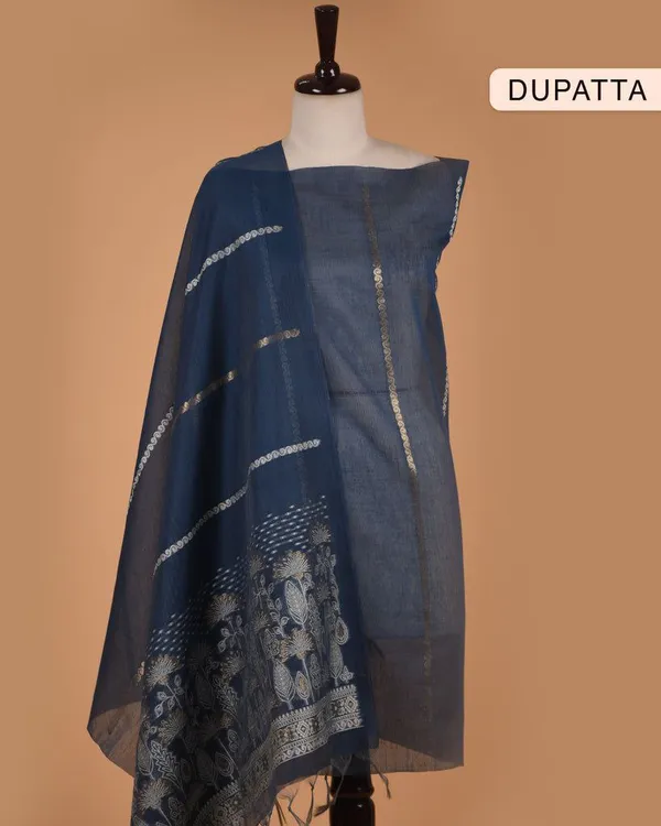 Midnight_Bloom_Zari_Woven_Muga_Cotton_Suit_Set