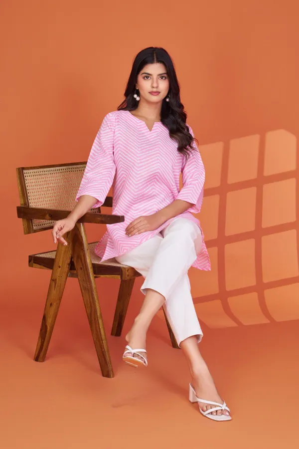 Women's_Pink_Chevron_Print_Cotton_Blend_Tunic