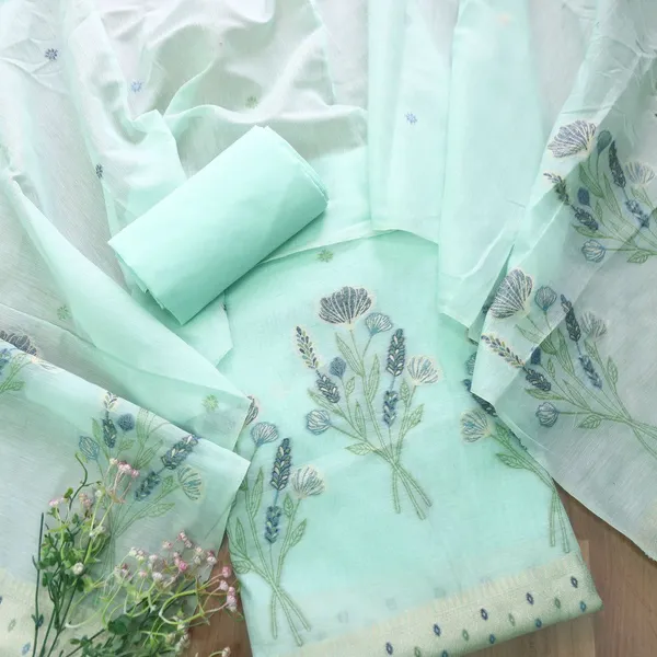 Mint_Bloom_Floral_Weave_Muga_Cotton_Suit_Set