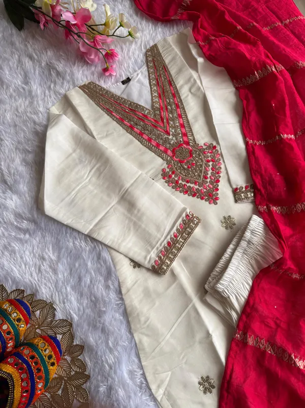 Ivory_Roman_Silk_Mirror_Work_Kurti_Set_With_Cotton_Silk_Dupatta_For_Women