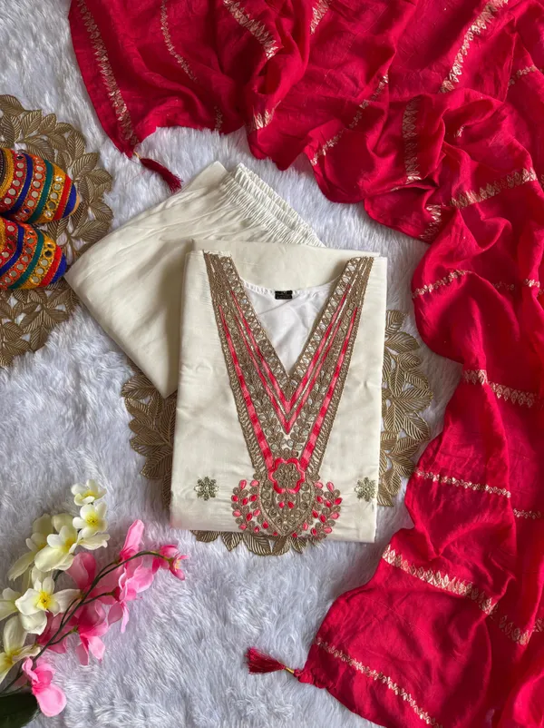 Ivory_Roman_Silk_Mirror_Work_Kurti_Set_With_Cotton_Silk_Dupatta_For_Women
