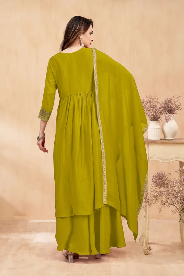 Angrakha_style_Kurta_with_Dupatta_and_Trouser,with_Coding_Embroidery_Work