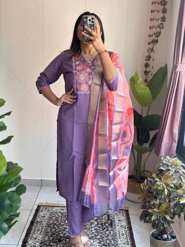 Violet_Bloom_Roman_Silk_Kurti_Set_With_Organza_Jacquard_Dupatta_For_Women
