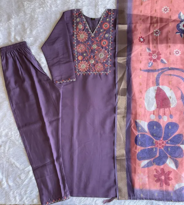 Violet_Bloom_Roman_Silk_Kurti_Set_With_Organza_Jacquard_Dupatta_For_Women