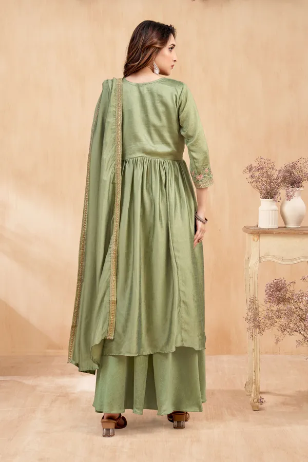 Angrakha_style_Kurta_with_Dupatta_and_Trouser,with_Coding_Embroidery_Work