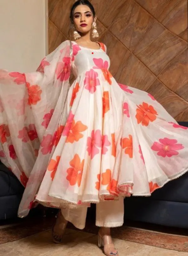 White_Floral__printed_Anarkali_kurta_with_dupatta