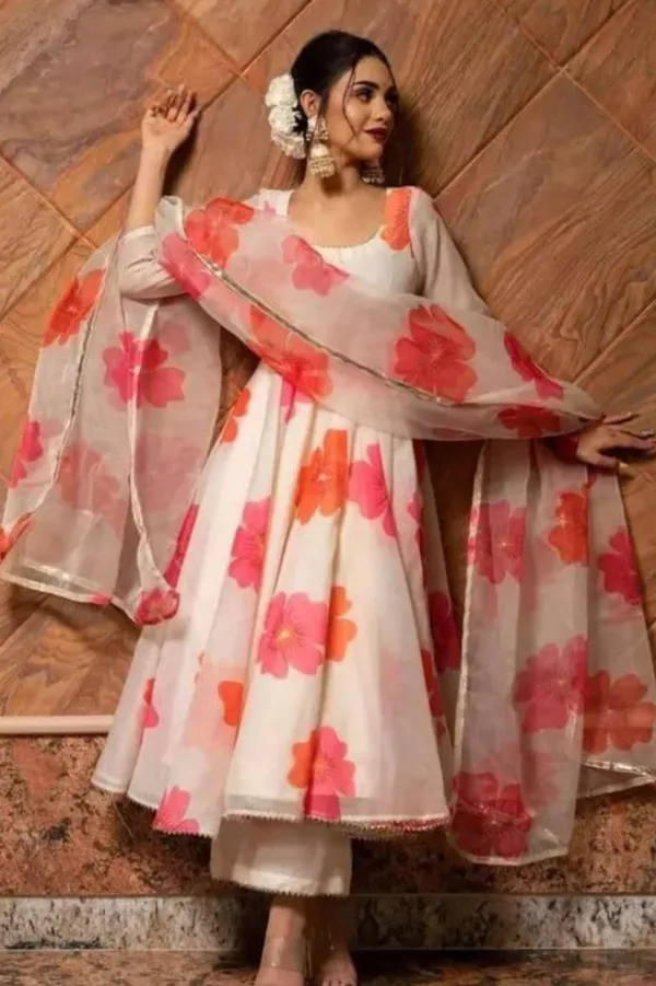 White_Floral__printed_Anarkali_kurta_with_dupatta