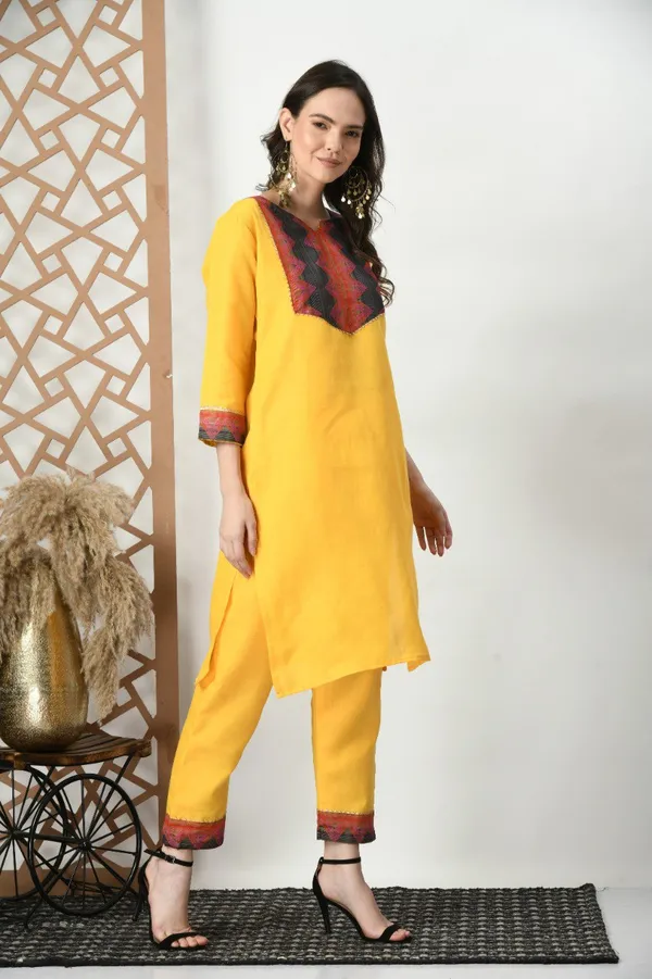 Woman_Cotton_Yellow_kurti-pant