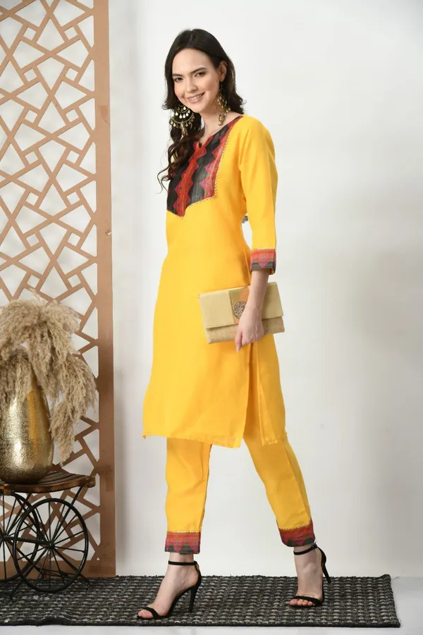 Woman_Cotton_Yellow_kurti-pant