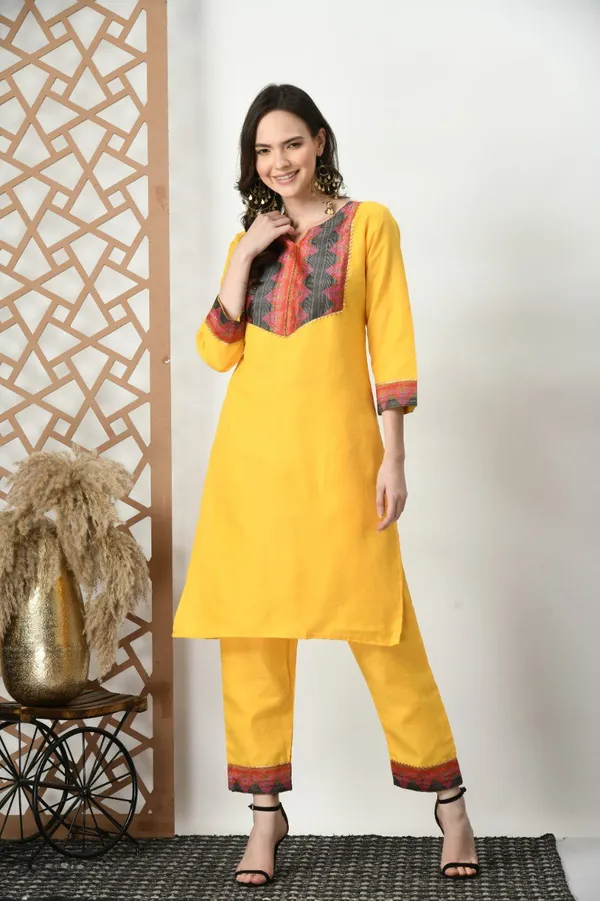 Woman_Cotton_Yellow_kurti-pant