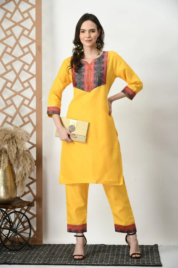 Woman_Cotton_Yellow_kurti-pant
