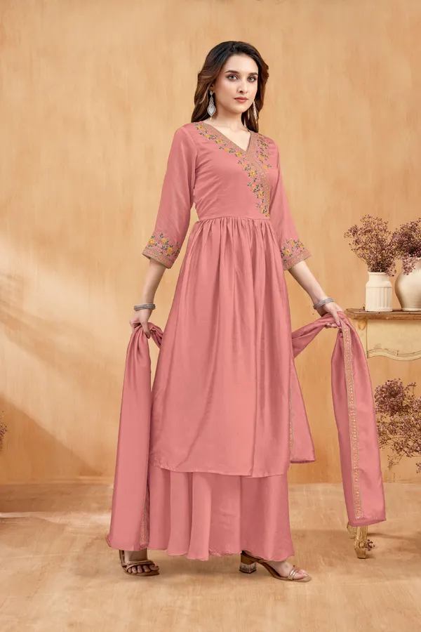 Angrakha_style_Kurta_with_Dupatta_and_Trouser,with_Coding_Embroidery_Work