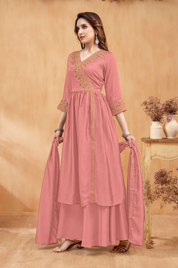 Angrakha_style_Kurta_with_Dupatta_and_Trouser,with_Coding_Embroidery_Work