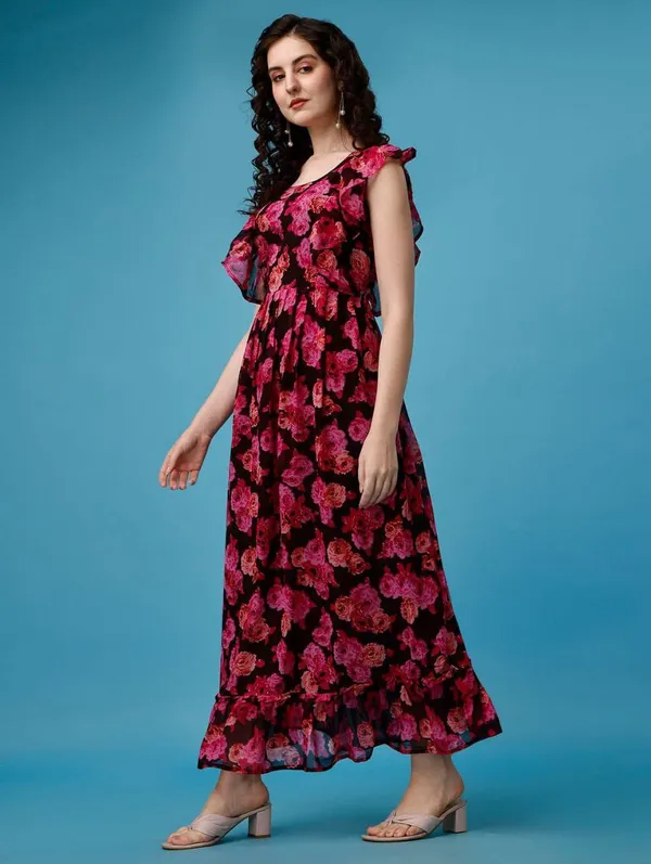 woman_maroon_floral_printed_long__dress