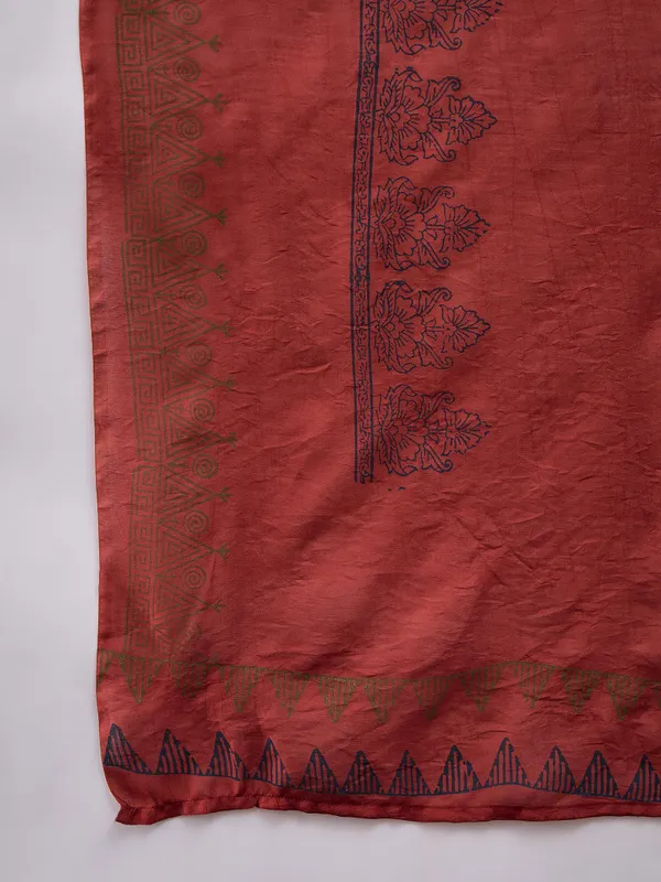 Maroon_Chanderi_Handblock_Print_Kurta_Set_with_Dupatta