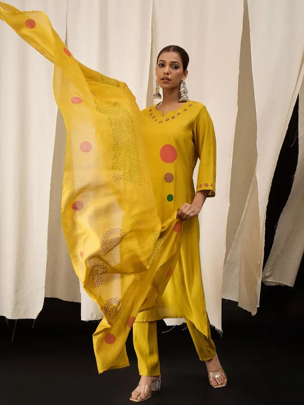 Mustard_Yellow_Chanderi_Block_Print_Kurta_Set_with_Dupatta
