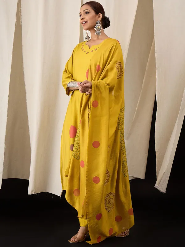 Mustard_Yellow_Chanderi_Block_Print_Kurta_Set_with_Dupatta