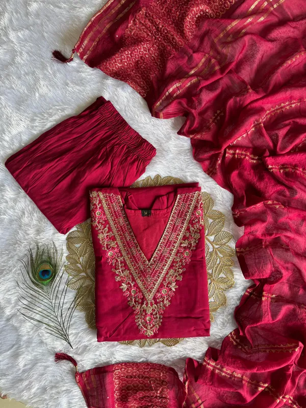 Maroon_Elegance_Embroidered_Roman_Silk_Kurti_Set_For_Women