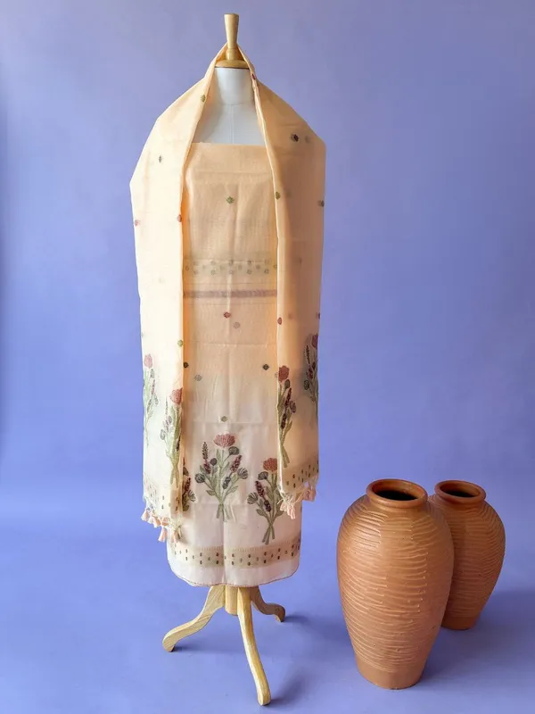 Blush_Meadow_Floral_Weave_Muga_Cotton_Suit_Set