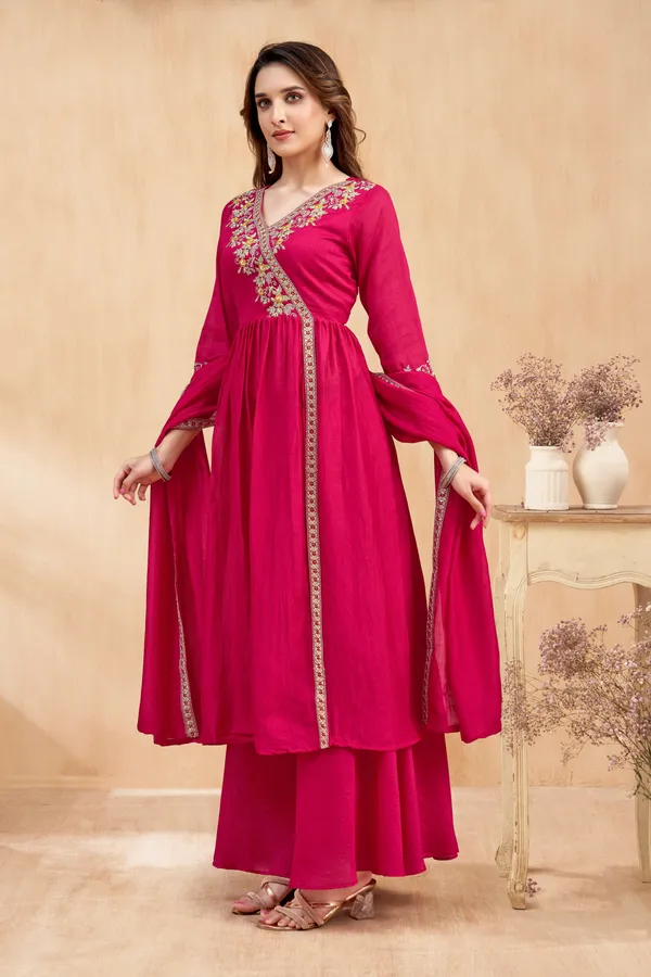 Angrakha_style_Kurta_with_Dupatta_and_Trouser,with_Coding_Embroidery_Work