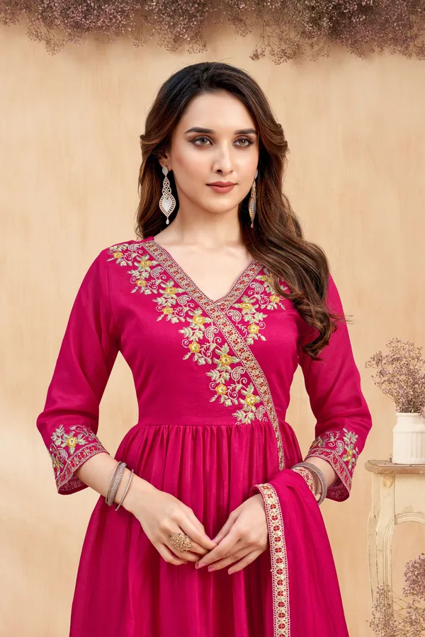 Angrakha_style_Kurta_with_Dupatta_and_Trouser,with_Coding_Embroidery_Work