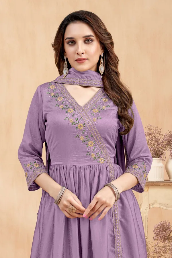 Angrakha_style_Kurta_with_Dupatta_and_Trouser,with_Coding_Embroidery_Work