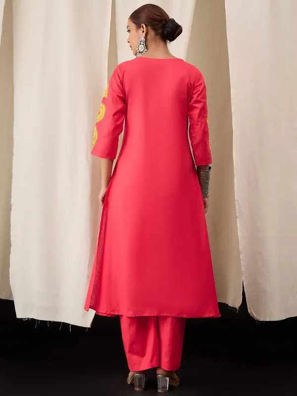 Coral_Pink_Cotton_Patchwork_Kurta_Set_with_Palazzo