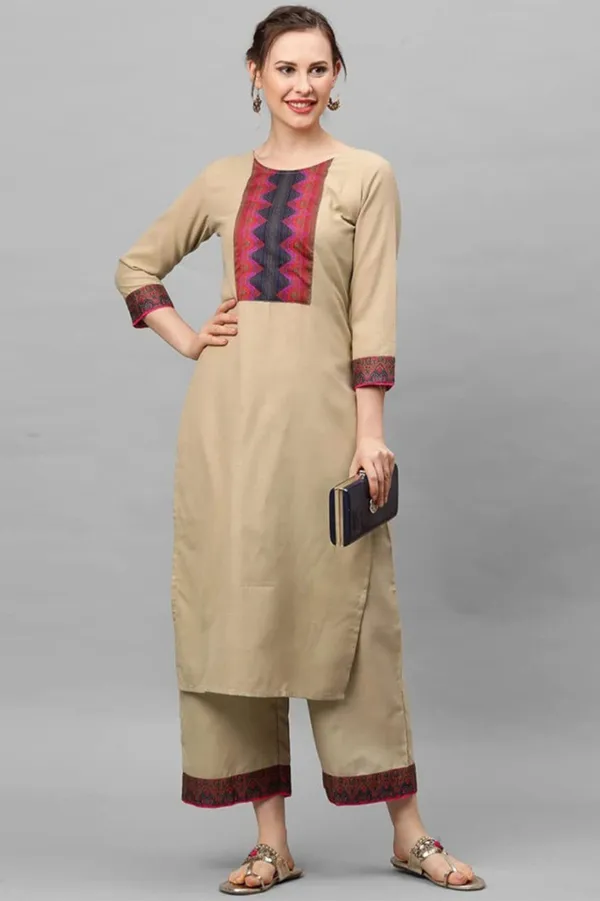 Woman_Cotton_Cream_kurti-pant