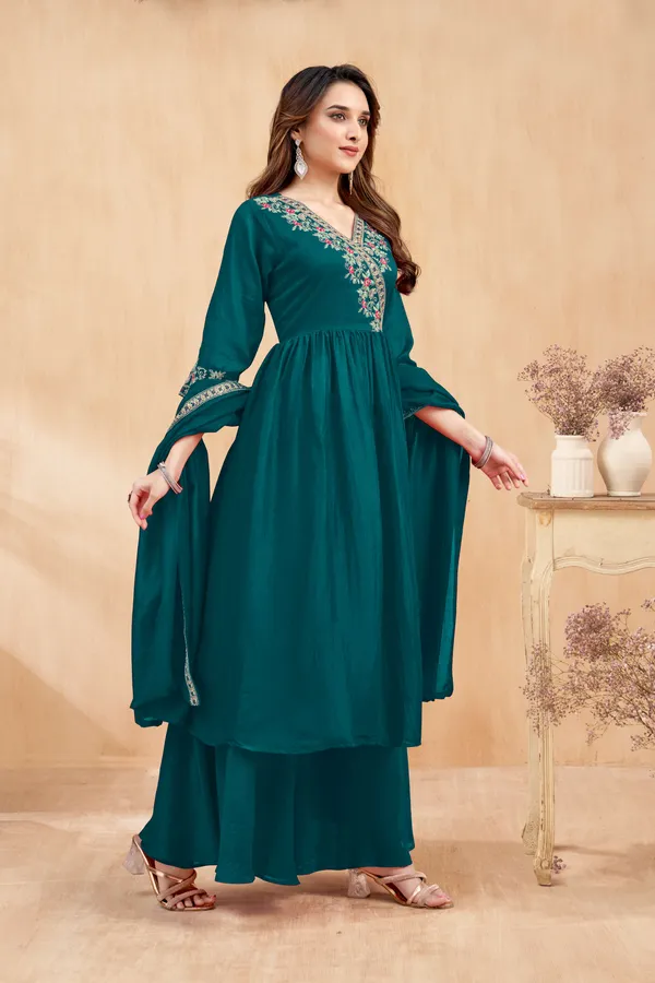Angrakha_style_Kurta_with_Dupatta_and_Trouser,with_Coding_Embroidery_Work
