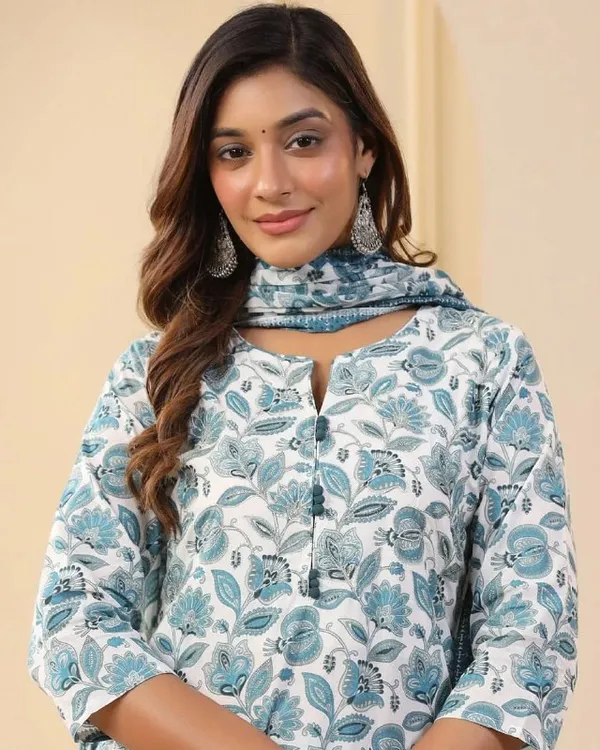 Woman_Blue_enthic_floral_printed_kurti-pant-_dupatta