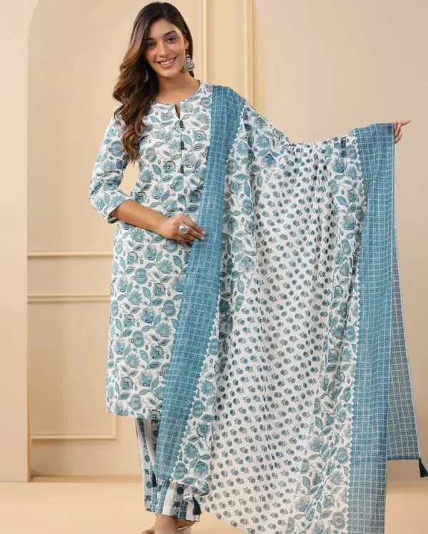 Woman_Blue_enthic_floral_printed_kurti-pant-_dupatta