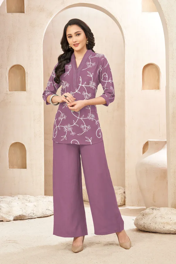 Stylish_V-Neck_Kurta_Set_with_Dori_Embroidery