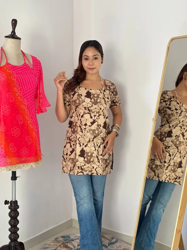 Beige_&_Brown_Abstract_Floral_Pure_Cotton_Laila_Style_Top