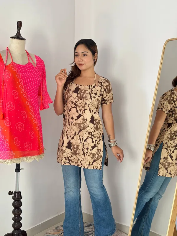 Beige_&_Brown_Abstract_Floral_Pure_Cotton_Laila_Style_Top