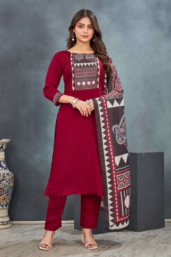 Red_ajarkh_Kurta_Pant_with_Dupatta_suit