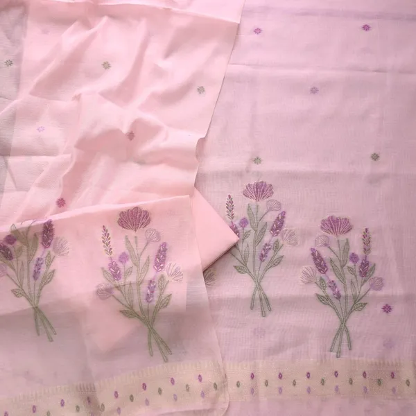 Pink_Bloom_Floral_Weave_Muga_Cotton_Suit_Set