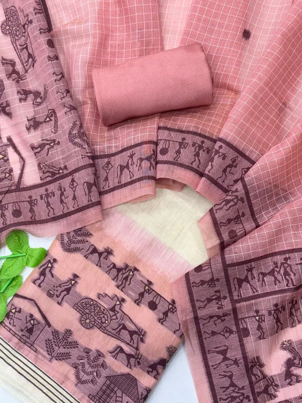 Dusty_Rose_&_Maroon_Warli_Weave_Muga_Cotton_Unstitched_Salwar_Suit