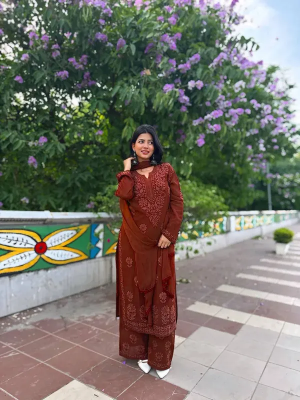 Rust_Elegance_Designer_Faux_Georgette_Embroidered_Suit_Set_With_Dupatta