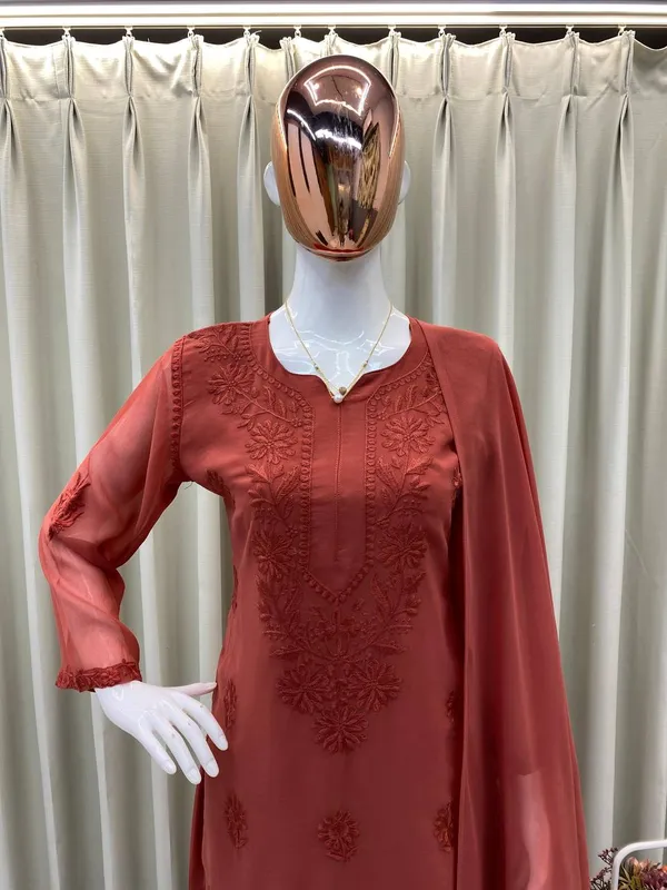 Rust_Elegance_Designer_Faux_Georgette_Embroidered_Suit_Set_With_Dupatta