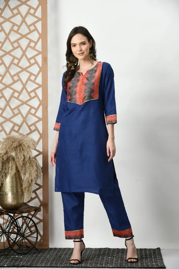 Woman_Cotton_Blue_kurti-pant