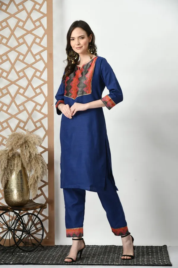 Woman_Cotton_Blue_kurti-pant