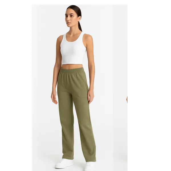 Forest_Green_Cotton_Mid_Rise_Relaxed_Fit_Joggers_|_For_Women