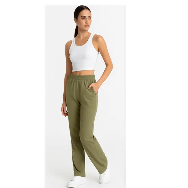 Forest_Green_Cotton_Mid_Rise_Relaxed_Fit_Joggers_|_For_Women